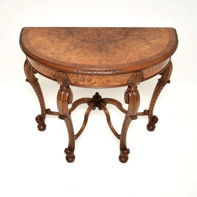Late 19th Century Antique Burr Walnut Console Table from Maple and Co, 1890s For Sale - Image 5 of 13
