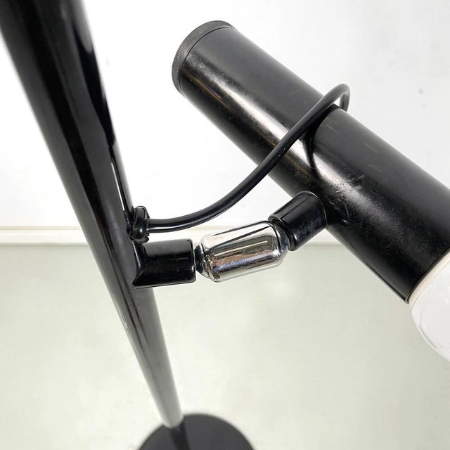 Metal Modern Italian Adjustable 3 Lights Floor Lamp P393 attributed to Luci in Black Metal, 1970s For Sale - Image 7 of 18
