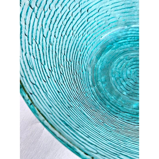 Vintage 1960s Anchor Hocking Aquamarine Lido Soreno Glass Serving Bowl For Sale - Image 10 of 11