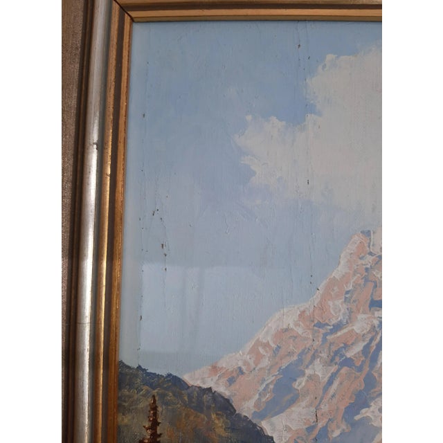 Rustic European Austrian Artist Signed Haller Mountain Alps Painting For Sale - Image 3 of 6