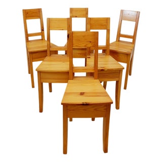 Vintage Pine Chairs, Set of 6 For Sale