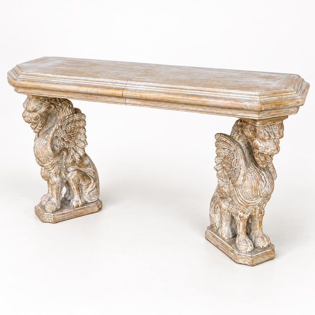 1970s Neoclassical Wood Griffin Console Table Att. Phyllis Morris San Simeon Line For Sale - Image 5 of 7
