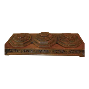 Elaborate Antique Carved Wood Stand for Three Statues