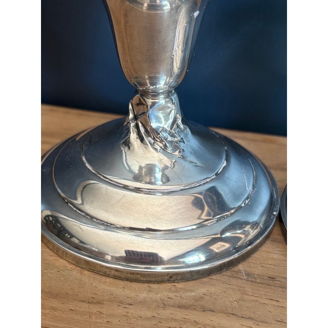 Pair of Vintage Weighted Sterling Silver Candlesticks For Sale - Image 4 of 8