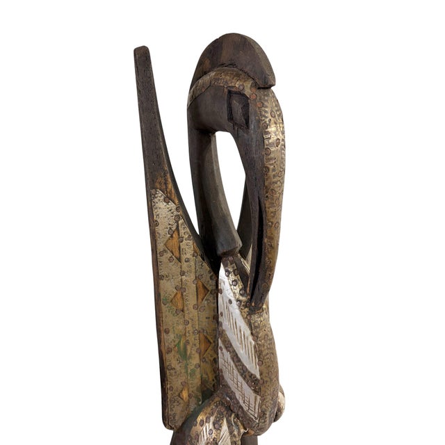 Brown Vintage Sculpture of Senufo Bird Statue Cote d'Ivoire 24" H For Sale - Image 8 of 8