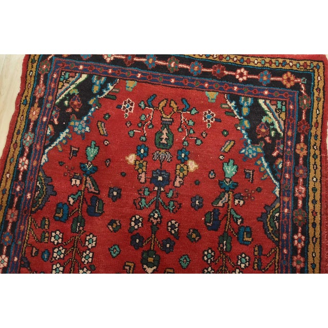 Malayer Runner 3’10” X 9’9” Red Wool Vintage Tribal Hand-Knotted Oriental Rug For Sale In Philadelphia - Image 6 of 15