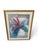 A beautiful vintage framed abstract floral print featuring expressive botanical forms in soft blue, teal, pink, lavender,...