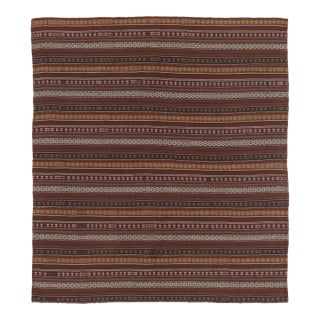 Vintage Persian Kilim, Polychromatic Stripes With Geometric Motifs - Rug & Kilim For Sale