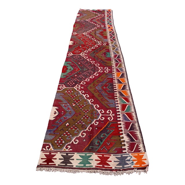 Turkish Narrow Kilim Runner Rug For Sale