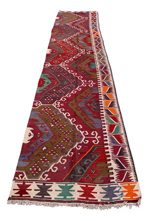 Turkish Narrow Kilim Runner Rug