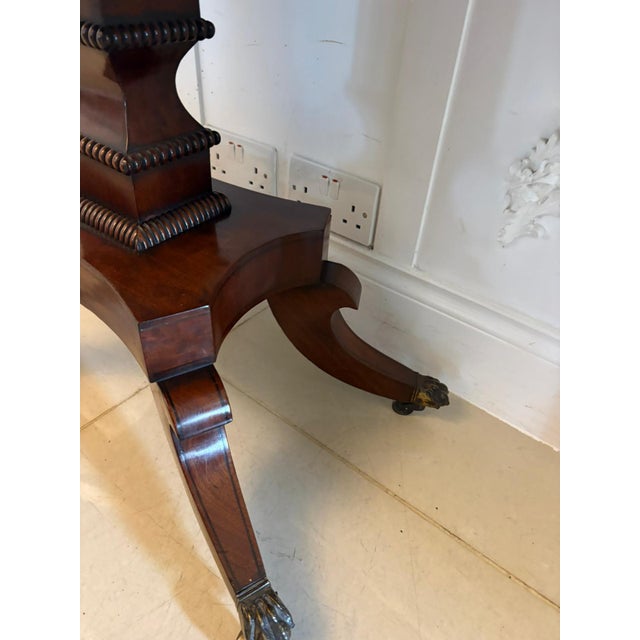 Antique English Regency Mahogany Brass Inlaid Fold-Over Console Card Table, 1830 For Sale - Image 14 of 18