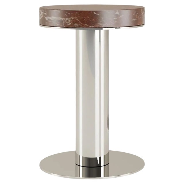 Rosso Levanto Nail Side Table by Andrea Bonini For Sale