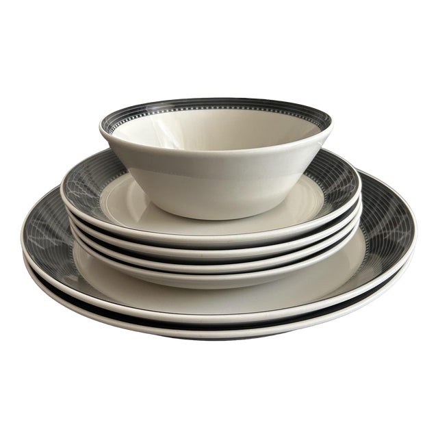 Vintage Finnish Dinnerware Set by Kaj Franck for Iittala, 1980s, Set of 7 For Sale