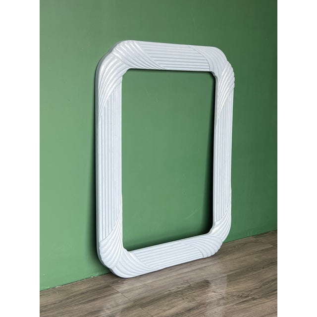 Mid-century high gloss gray lacquered composite mirror This mirror is newly lacquered Dimensions:38”Length x 2”Depth x 50”...