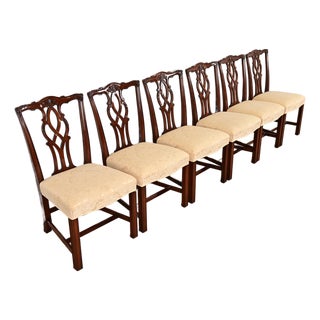 Kindel Furniture Georgian Carved Mahogany Dining Chairs, Set of Six For Sale