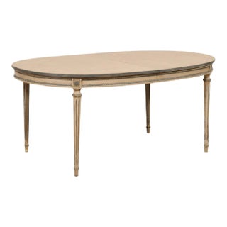 Oval-Shaped Dining Table on Fluted Legs For Sale