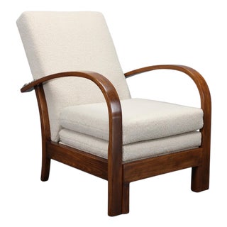 Vintage Art Deco Bouclé Chair, Czechoslovakia, 1940s For Sale