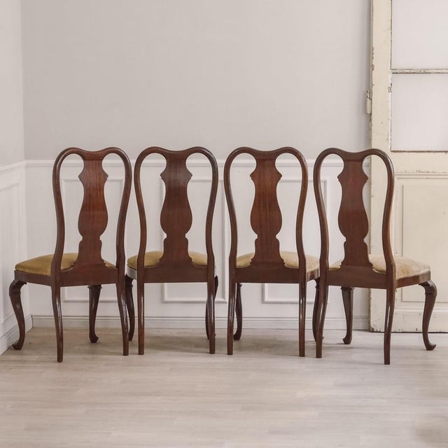 Brown Antique Queen Anne Chairs in Wood, 1890s, Set of 4 For Sale - Image 8 of 9