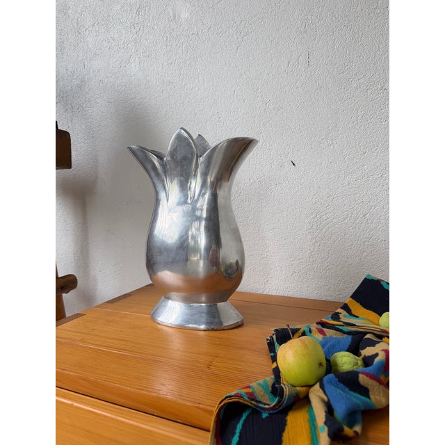 Vintage Vase in Aluminum, 1970s For Sale - Image 4 of 17