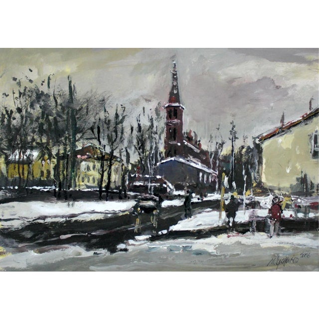 Magdalena Spasowicz, Landscape (New Town), Acrylic on Cardboard, 2006 For Sale - Image 6 of 6