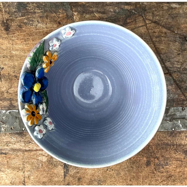 Vintage Original Studio Pottery Double Flower Bowl For Sale - Image 11 of 12