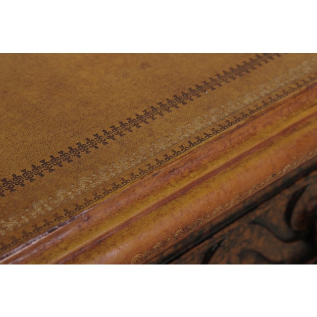 Maitland Smith Mahogany Leather Top Console Table For Sale - Image 11 of 16