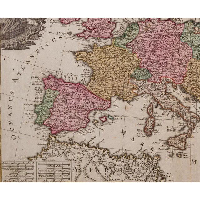 Mid 18th Century Europa Regnorum Provinciarum: 18th Century Hand-Colored Map of Europe by Lotter, 1760 For Sale - Image 5 of 5