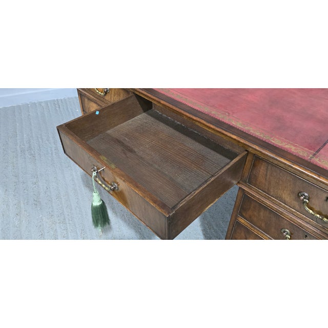 Antique Mahogany Partners Desk, 1910 For Sale - Image 12 of 15