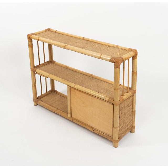 Mid-Century Modern Cabinet Shelf in Rattan and Bamboo, Italy, 1970s For Sale - Image 12 of 14