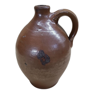 Antique Americana Primitive Redware Jug / Whiskey Jug — 9" Hand-Thrown