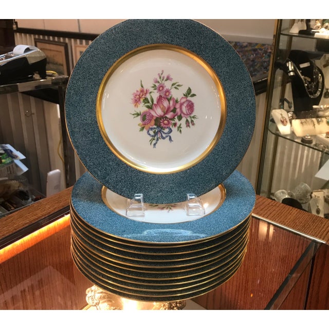 Set of 12 Theodore Haviland Floral and Gilt Service Dinner Plates 10.75 Diameter For Sale - Image 10 of 10