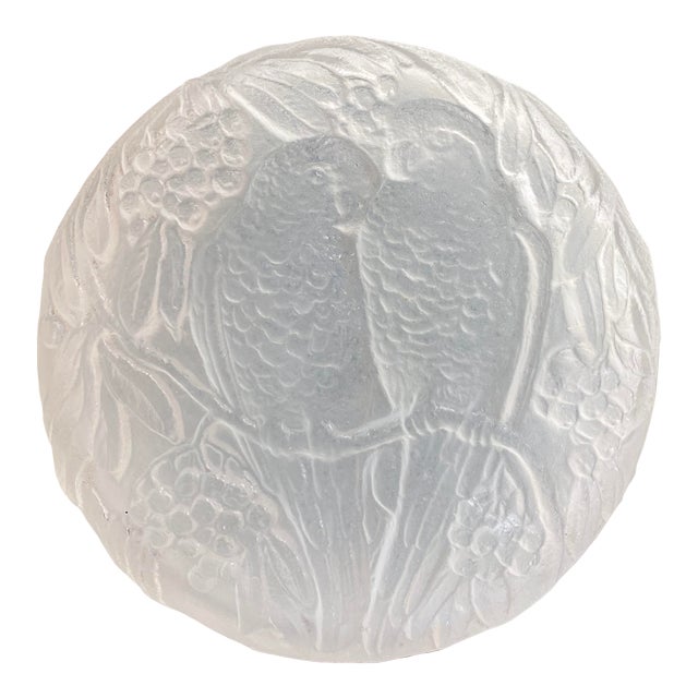 1920s Art Deco Consolidated Glass Lovebirds Frosted Glass Jar For Sale