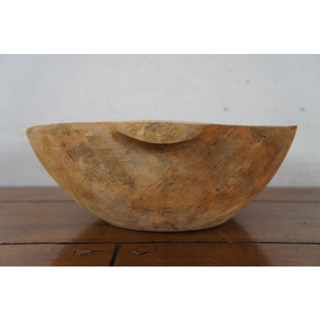 Wood Early 20th Century Carved Wooden Trencher Dough Bowl Fruit Centerpiece Trough For Sale - Image 7 of 13