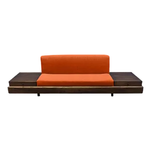 Modern Walnut Platform Sofa