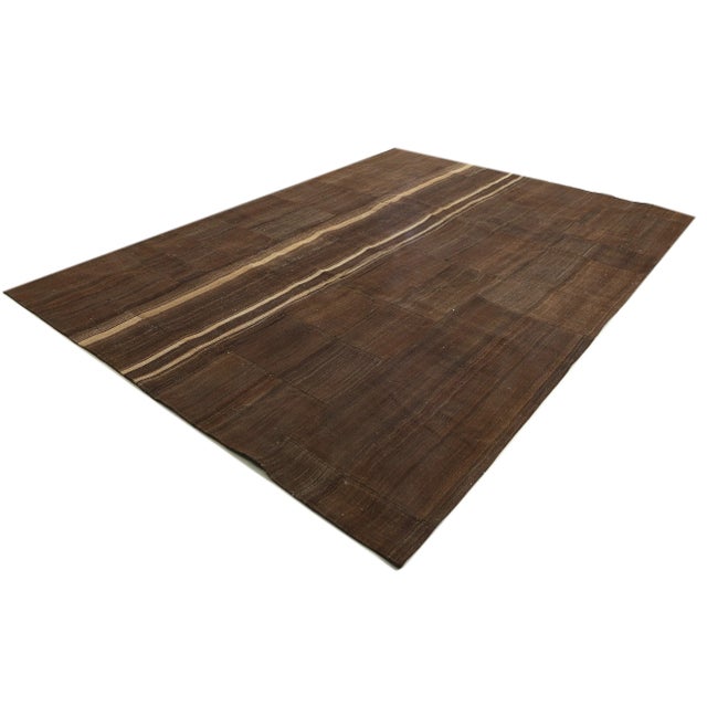 Mid-Century Modern Mid 20th Century Brown Vintage Large Kilim Rug For Sale - Image 3 of 7