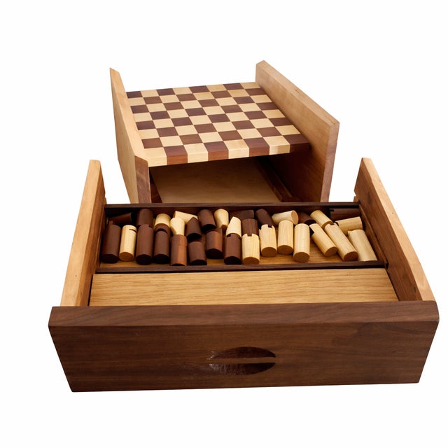 Handmade Chessboard with Chess Pieces by Giuseppe Deepak Benti, Set of 33 For Sale - Image 6 of 7