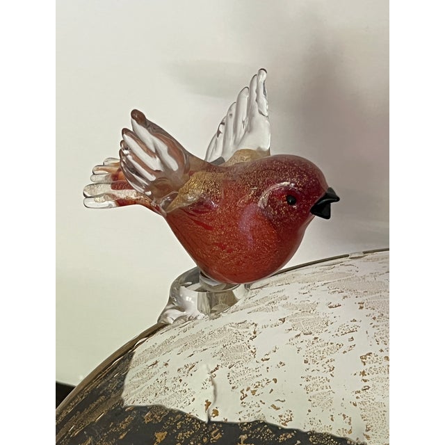 Large Murano Glass Bird Bath W/ Multicolored Birds Chairish