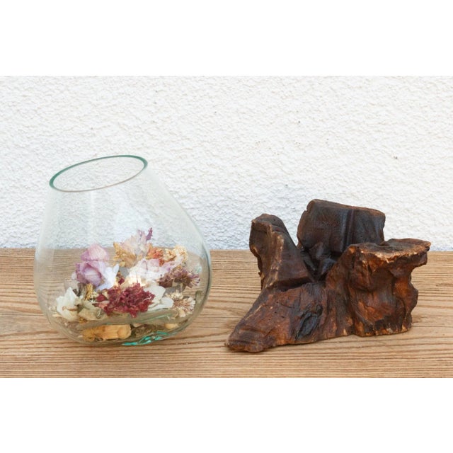 Natural Teak Mouth-Blown Glass Bowl For Sale In Los Angeles - Image 6 of 7