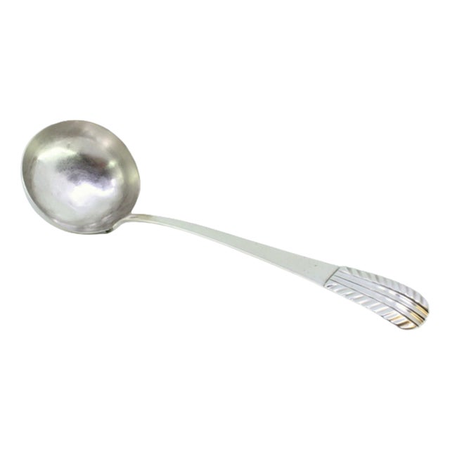 Silver Soup Ladle with Embossed Handle For Sale
