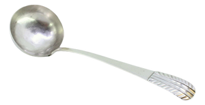 Silver Soup Ladle with Embossed Handle