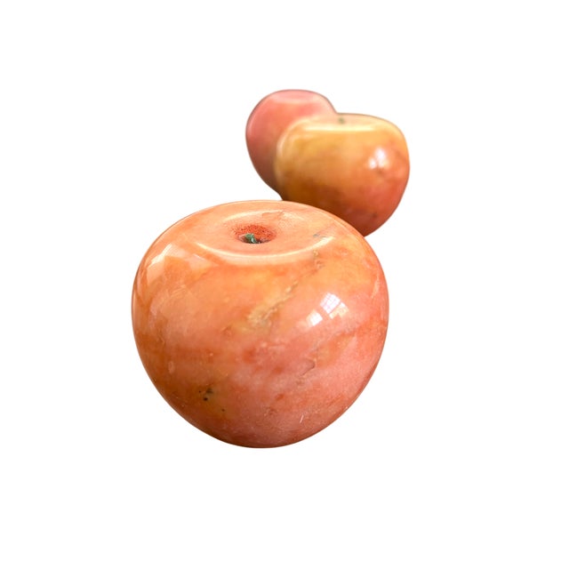 1980s Vintage Italian Alabaster Marble Fruit – Hand-Carved Stone Apples, Set of 4 For Sale - Image 5 of 7