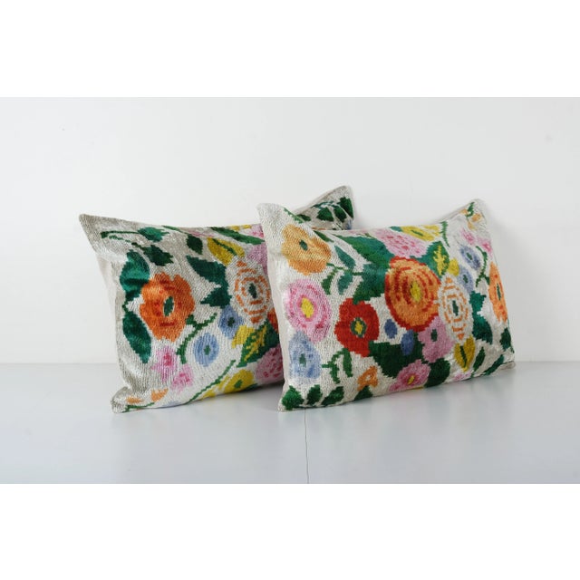 Decorative Throw Velvet Ikat Pillow -Luxurious cushion cover of handloomed ikat fabric -Insert is NOT included -Ikat is an...