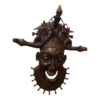 Bronze Ceremonial Mask From Grassfields Region of Cameroon For Sale
