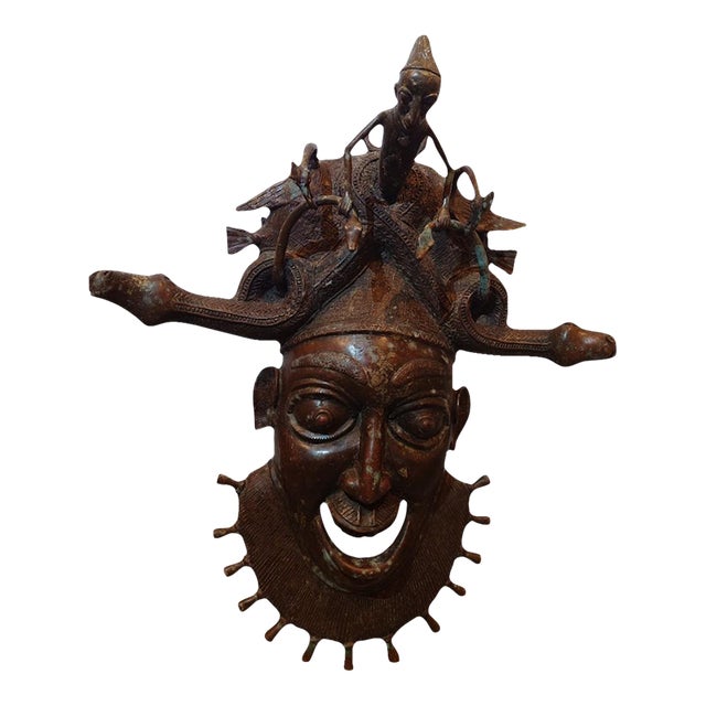 Bronze Ceremonial Mask From Grassfields Region of Cameroon For Sale