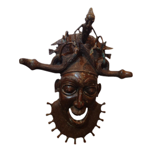 Bronze Ceremonial Mask From Grassfields Region of Cameroon
