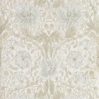 Morris & Co Pure Honeysuckle & Tulip Wallpaper in Linen For Sale