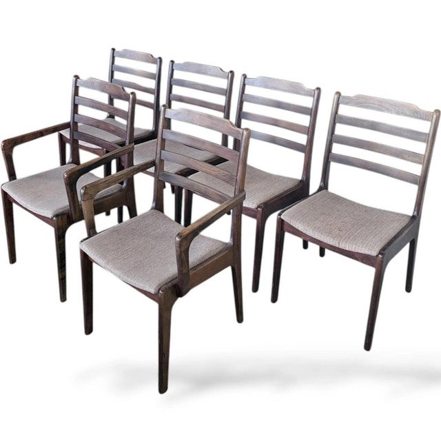 Danish Rosewood Ladder-Back Dining Chairs, Set of 4 For Sale - Image 4 of 12