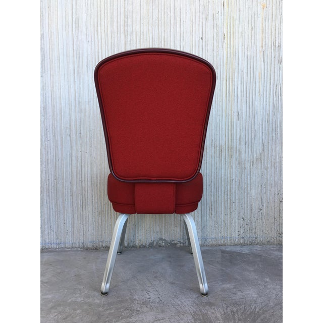 Set of Seventeen Conference or Dining Chairs in Steel and Red Wool For Sale - Image 12 of 13