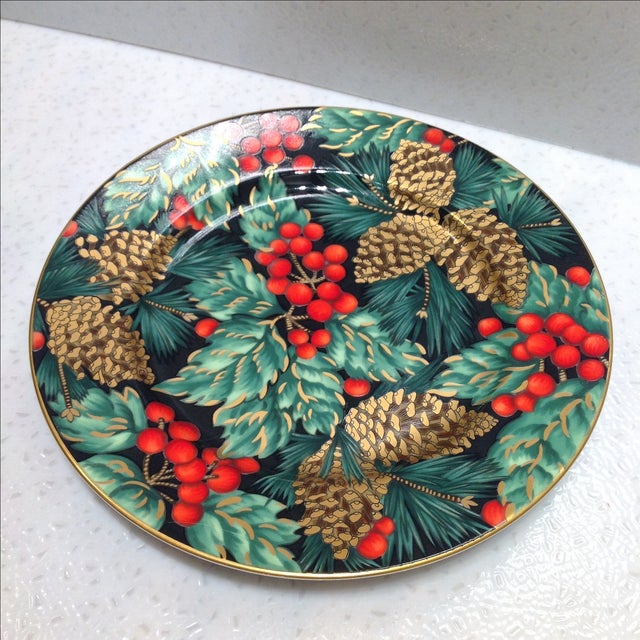 Mid-Century Modern Fitz and Floyd Porcelain Christmas Plates - Set of 3 For Sale - Image 3 of 5