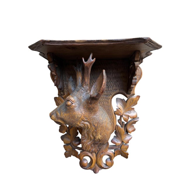 Black Forest Deer Shelf. Hand carved Swiss art.